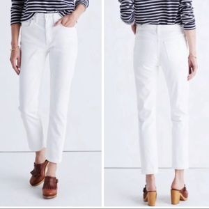 Madewell white straight crop jeans